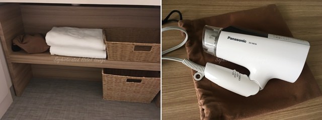 びわ湖大津プリンスホテルのバスルーム（タオルとドライヤー）