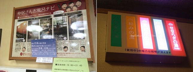 貸切風呂の空き状況を確認できるパネル