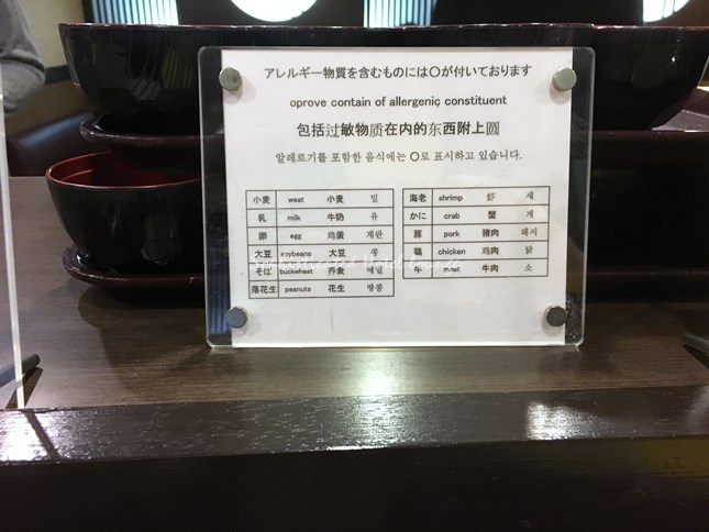 アレルギー表示