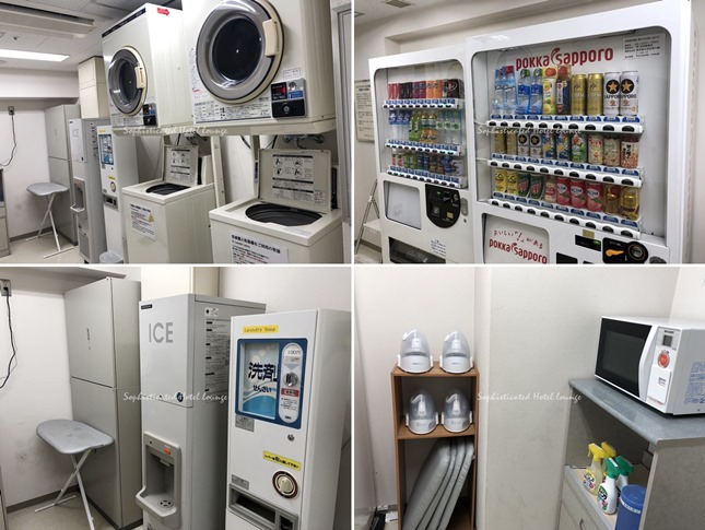 コインランドリー、自動販売機、無料の製氷機、電子レンジ