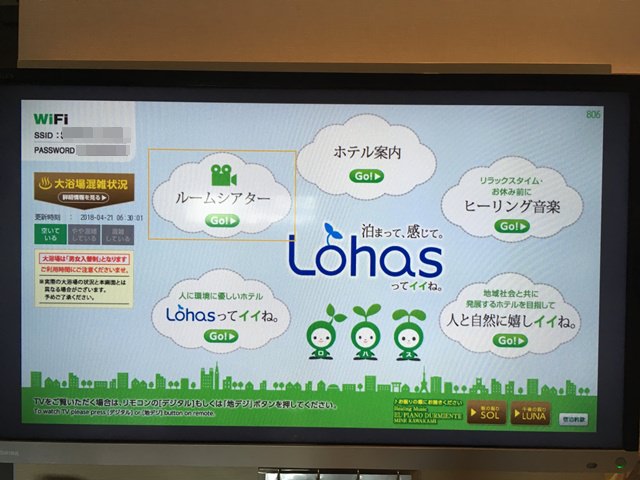 スーパーホテルLohas赤坂のお部屋の様子と備品
