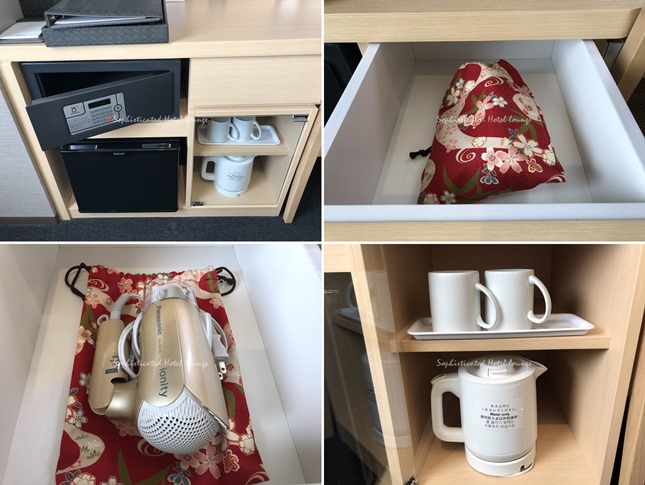 ドライヤーや電気ポットなどの備品